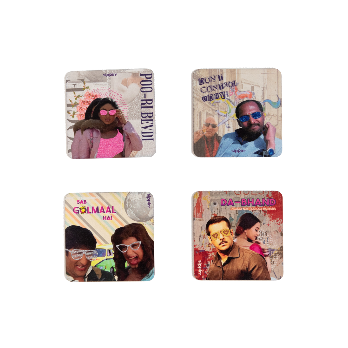 Punny Bollywood Coaster Set